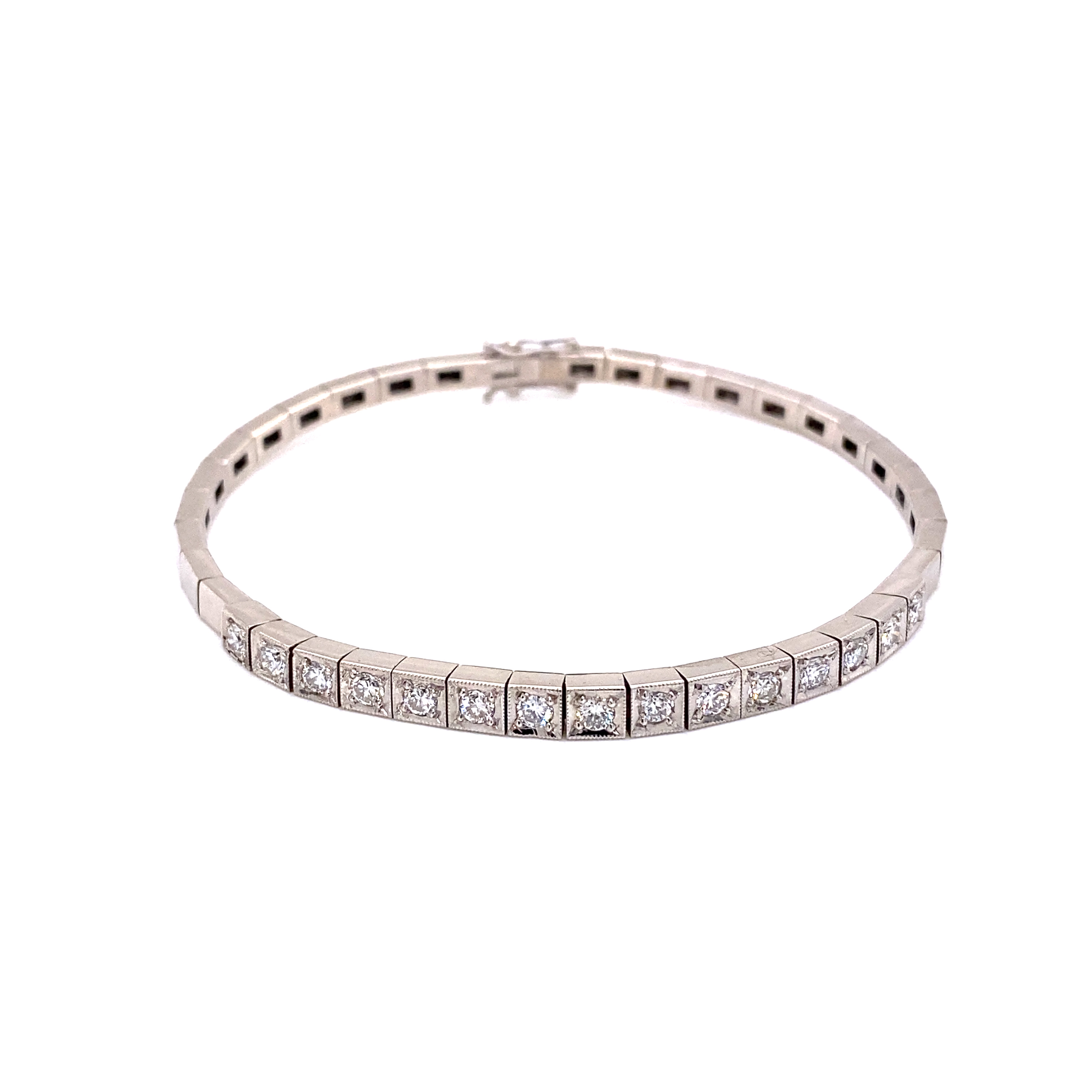 14K 585 diamond tennis-bracelet vintage milligrain