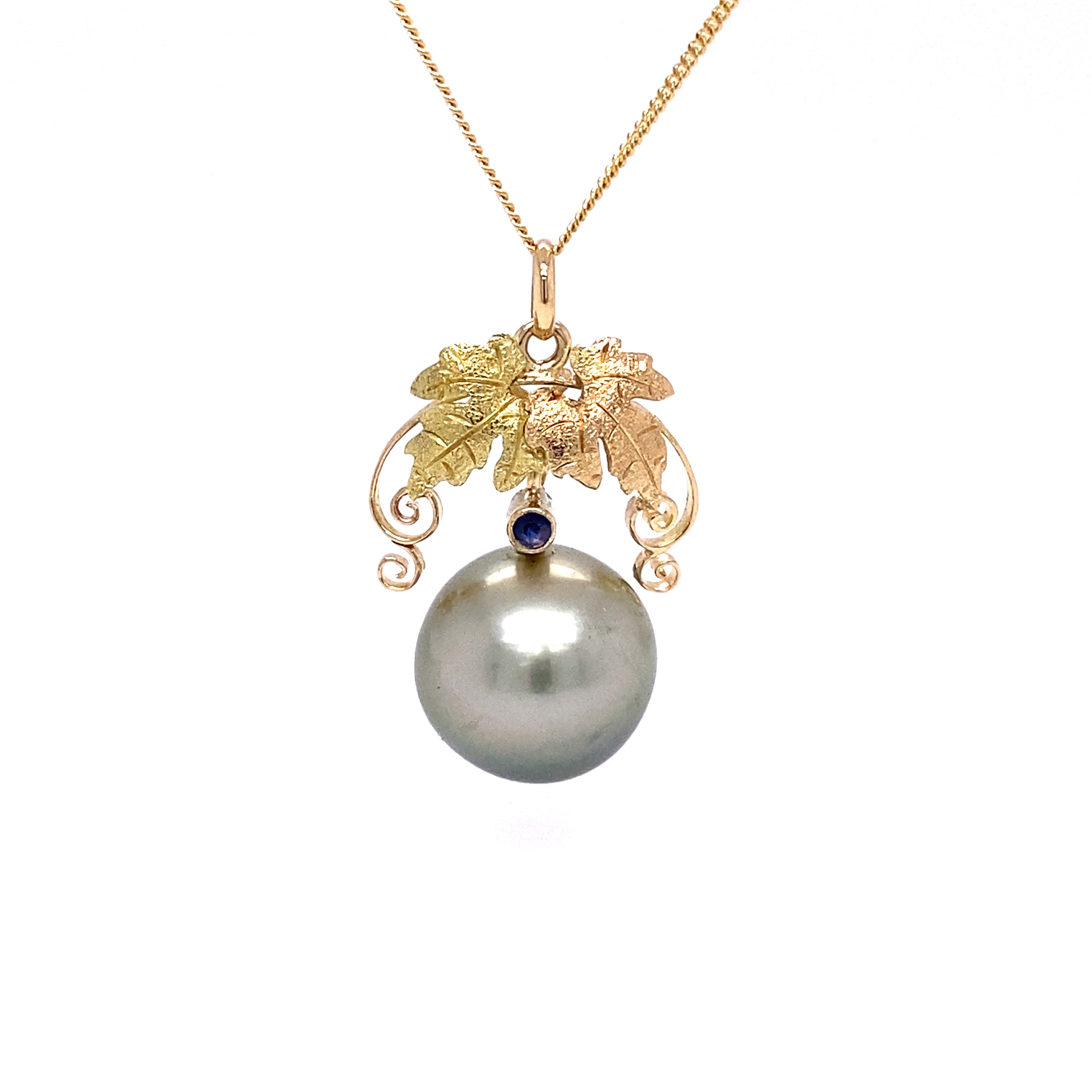 Sort perle, black pearl, fransk polynesia, french polynesia, tahiti gold pendant gullanheng med perle sort perle