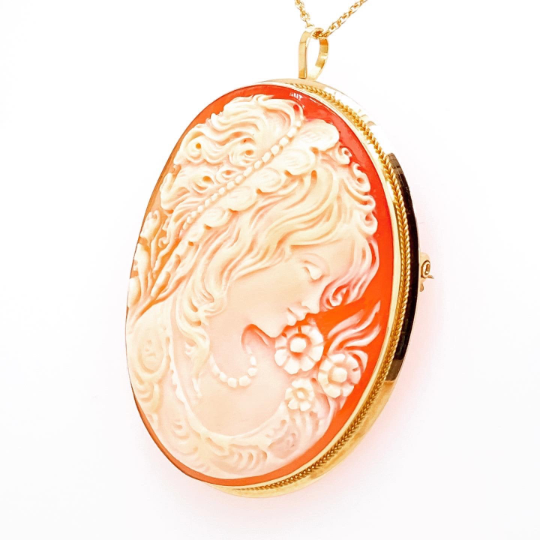 New 18K Gold Cameo, carved by SDEs Italian master jeweler