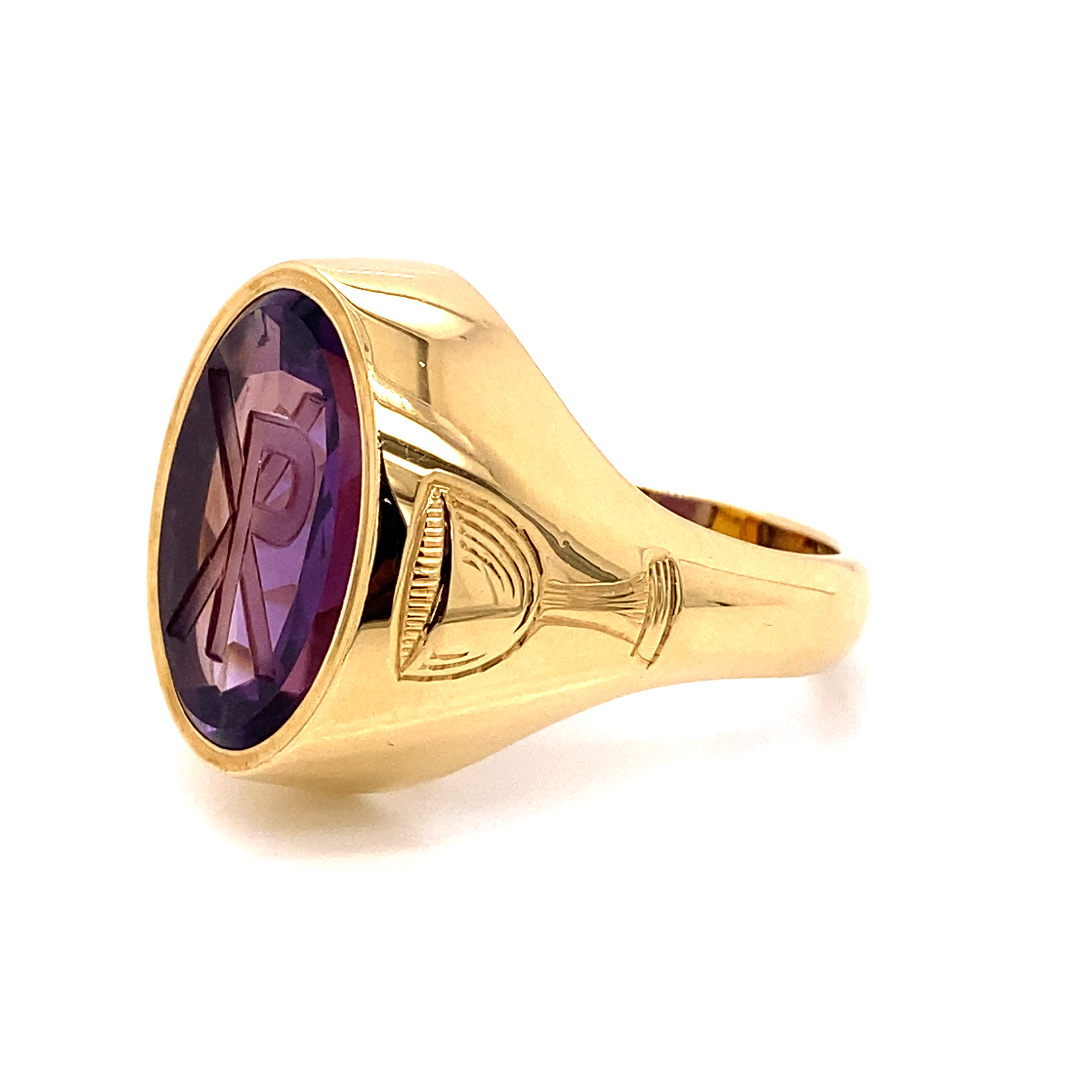 The Chi Rho GOLD RING whith amethyst