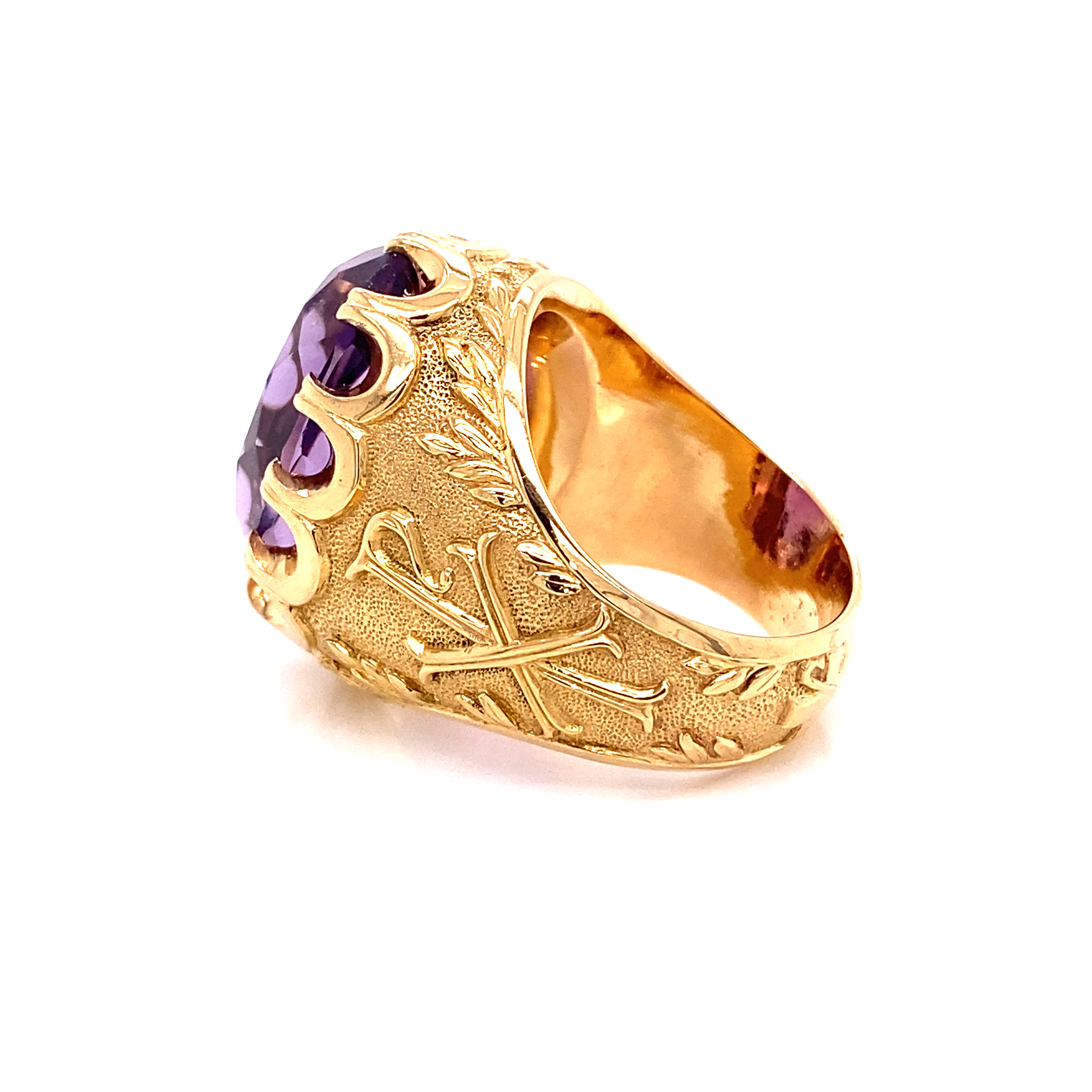 Holy Chi-Rho Gold ring with amethyst Breathtaking Beauty fit for a Bishop Holy Chi-Rho Labarum Gold Ring