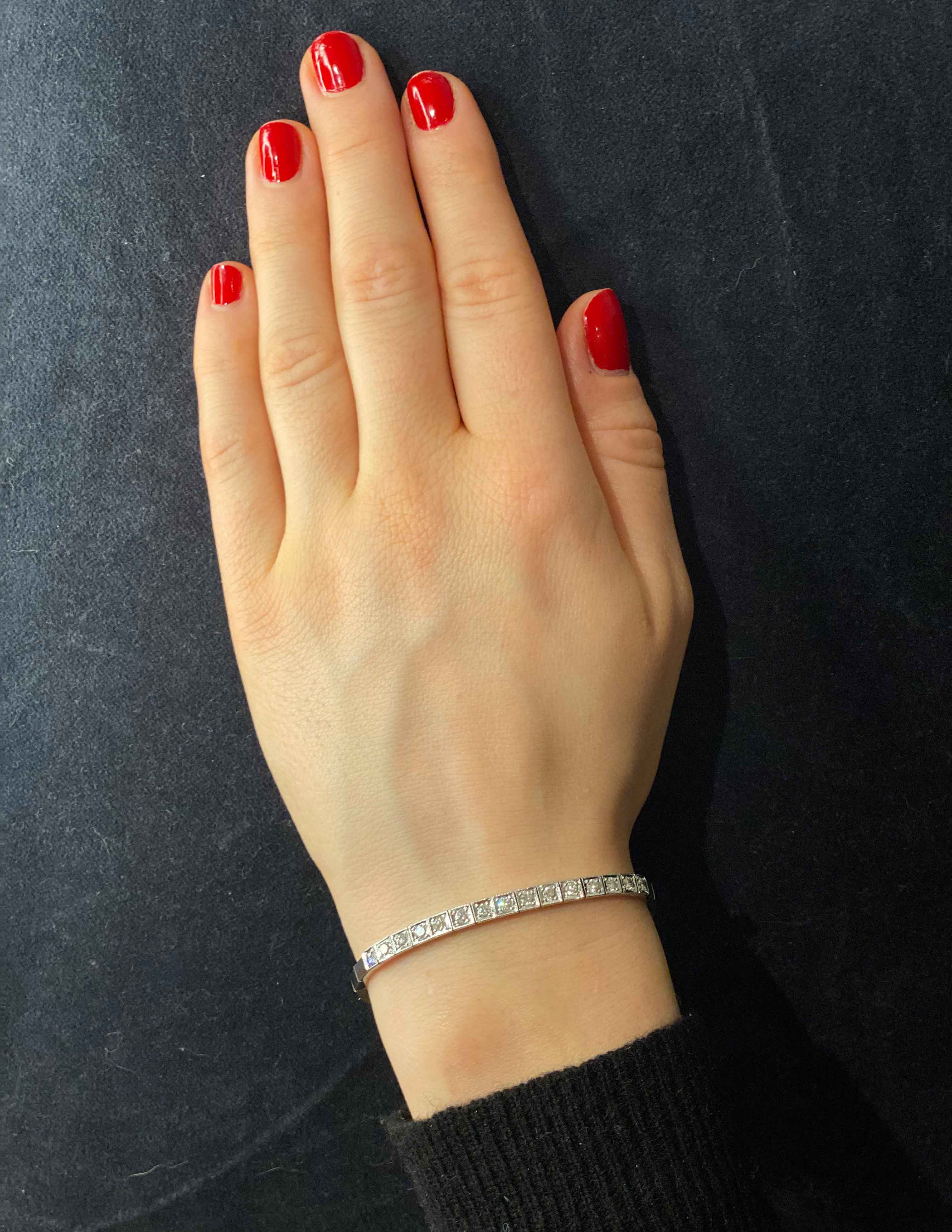 14K diamond tennis-bracelet vintage milligrain